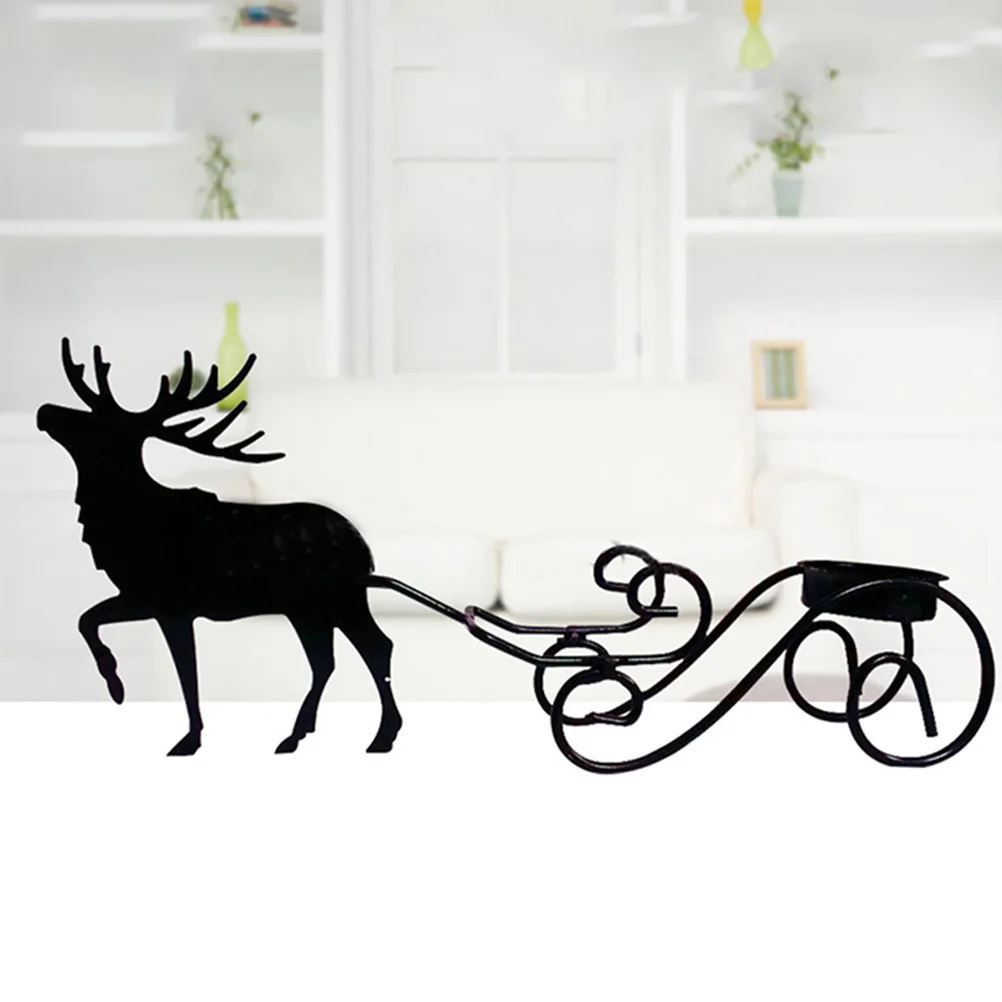 2 pcs Elk Candlestick Holder Iron Black Holders Christmas Decorations For Holiday Decorations Home Decor Supplies