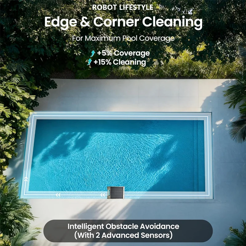 Pool Robotic Skimmer Robot Solar Cleaning Pool with 220μm Filtration 12W Solar Panel 5200mAh Battery  20 Hours Working Time