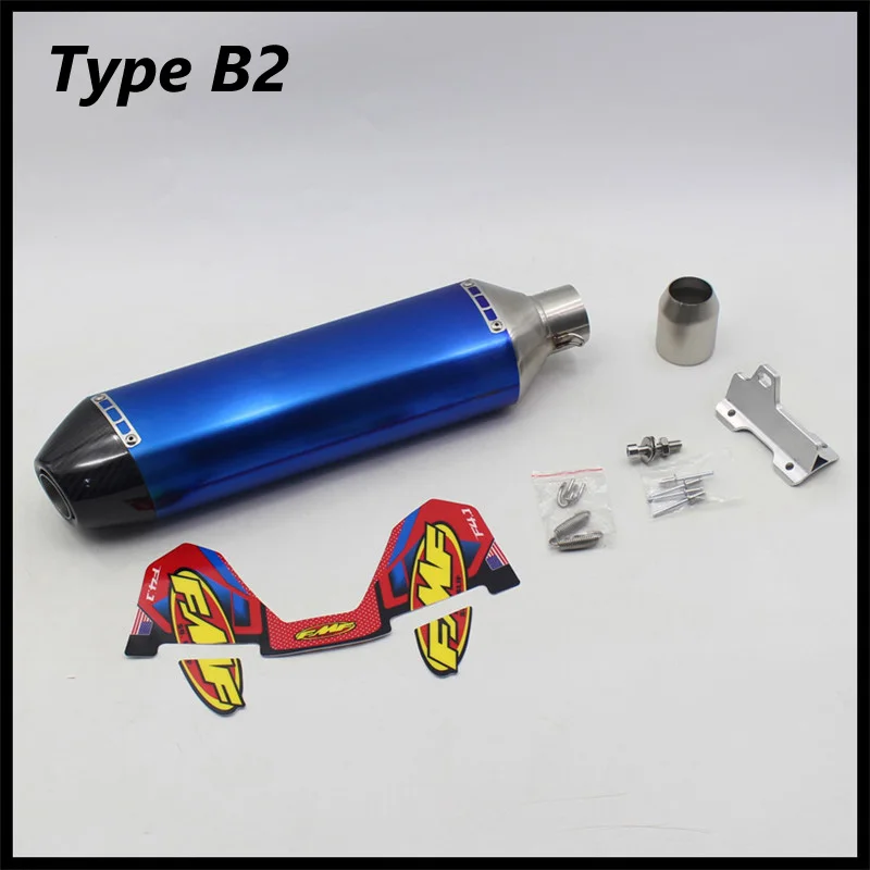 Länge 470mm Einlass 51mm Motorrad-Auspuffrohr FMF 4T Schalldämpfer mit Halterung Universal Motorrad Motocross Roller Auspuff Moto