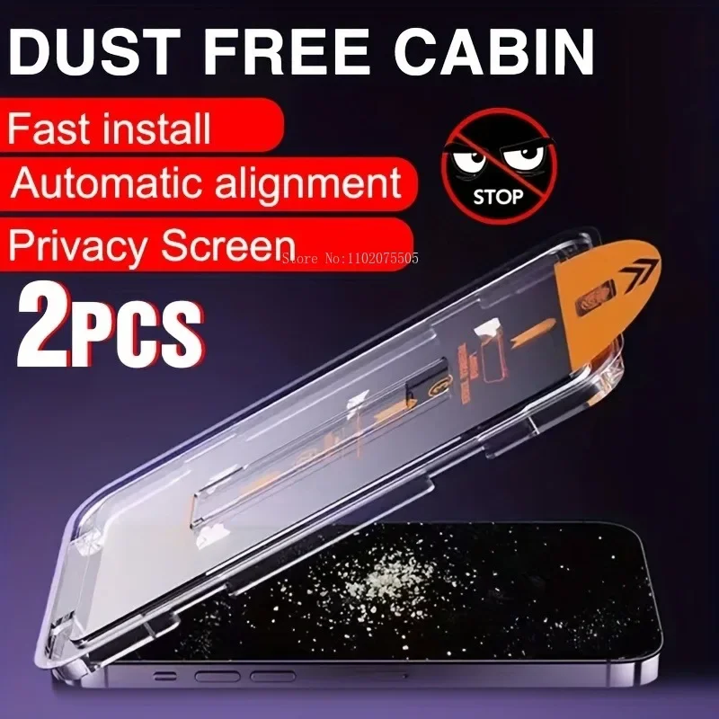 2Pcs Premium Screen Protector For IPhone 15 14 13 12 11 Pro Max Tempered Glass Full Cover Easy Install Auto-Dust Removal Kit