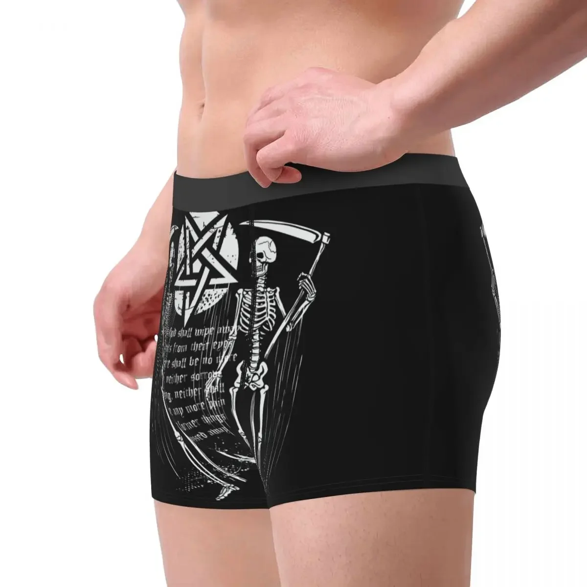 Mens Boxer Sexy Underwear Soft Long boxershorts Pentagram Gothic Underpants Male Panties