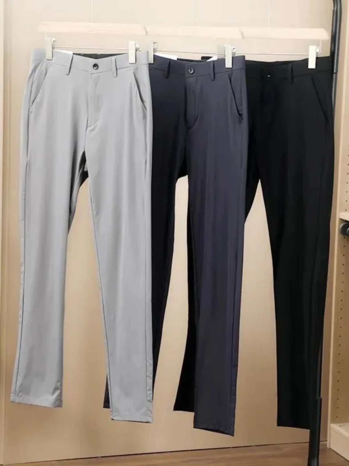 الأسترالية الراقية سلسلة جافة مرونة الرطوبة للرجال الربيع الصيف خفيفة الوزن Busin سراويل تقليدية سراويل طويلة