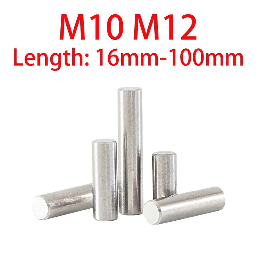 Anti-Corrosion 304 Stainless Steel Cylindrical Parallel Pin M10 M12 Solid Locating Dowel Pin 2-6Pcs Hardware Position Fastener