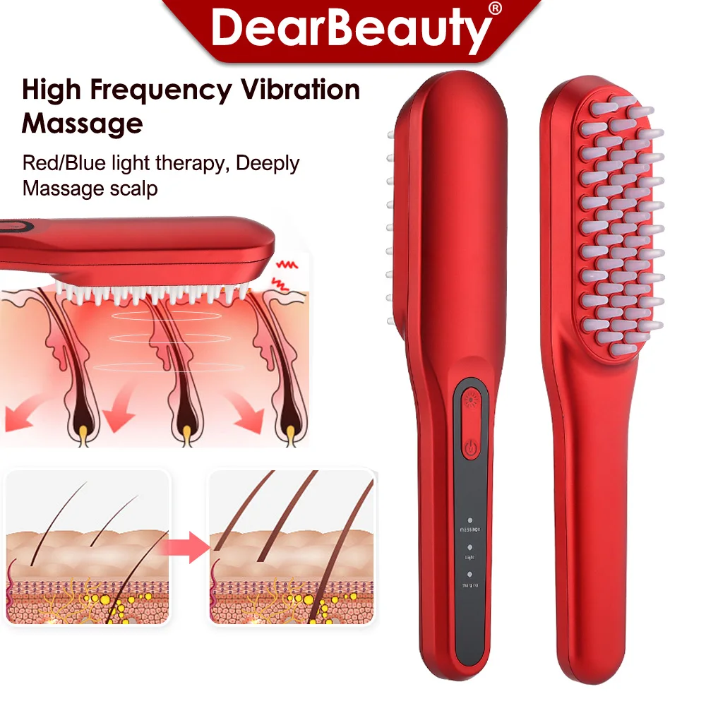 Head Massage Comb Anti Hair Loss Infrared Hair Growth Comb Vibration Scalp Massager Red Blue Light Treatment Head Scalp Massage