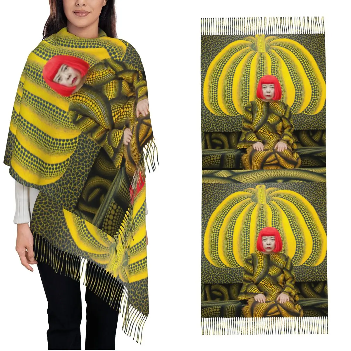 

Yayoi Kusama Pumpkins Shawls Wraps for Ladies Winter Large Long Scarf Pashmina Shawl Scarves