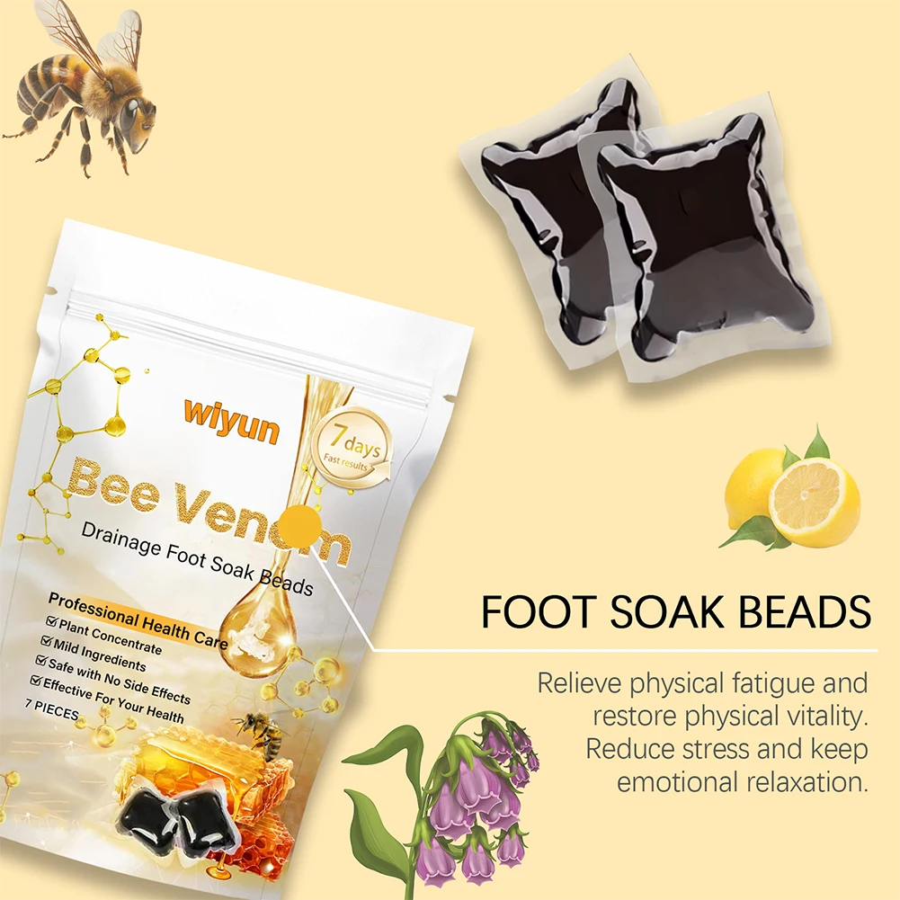 14Pcs Lymphatic Drainage Foot Soak Beads Natural Detox Cleansing Foot Soak Beads Bee Extract Foot Bath Beads for Men Women