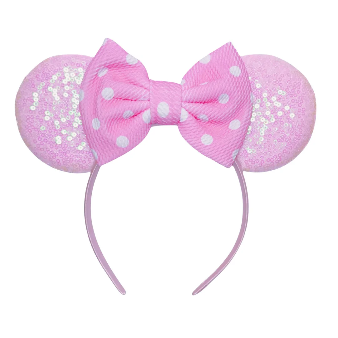 9.5 cm Big Size Pink Pattern Mouse Ears Headband For Girls 5\