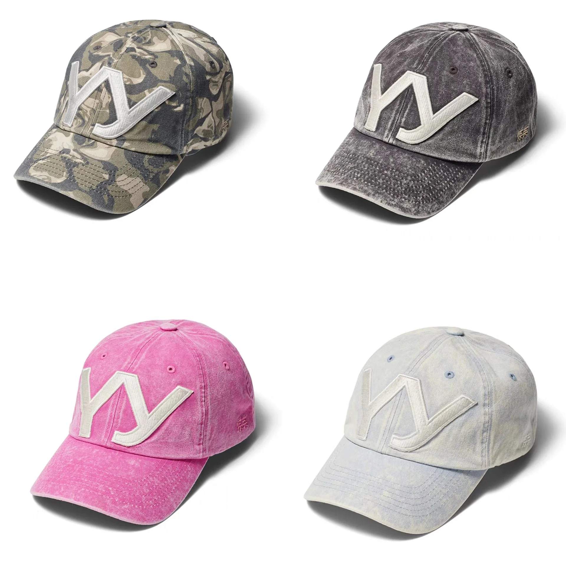 Yang beyond Washed out Baseball Cap Embroidered Letter Unisex Wide Brim Hat Casual Style Sun Protection round Top Capsule Col...