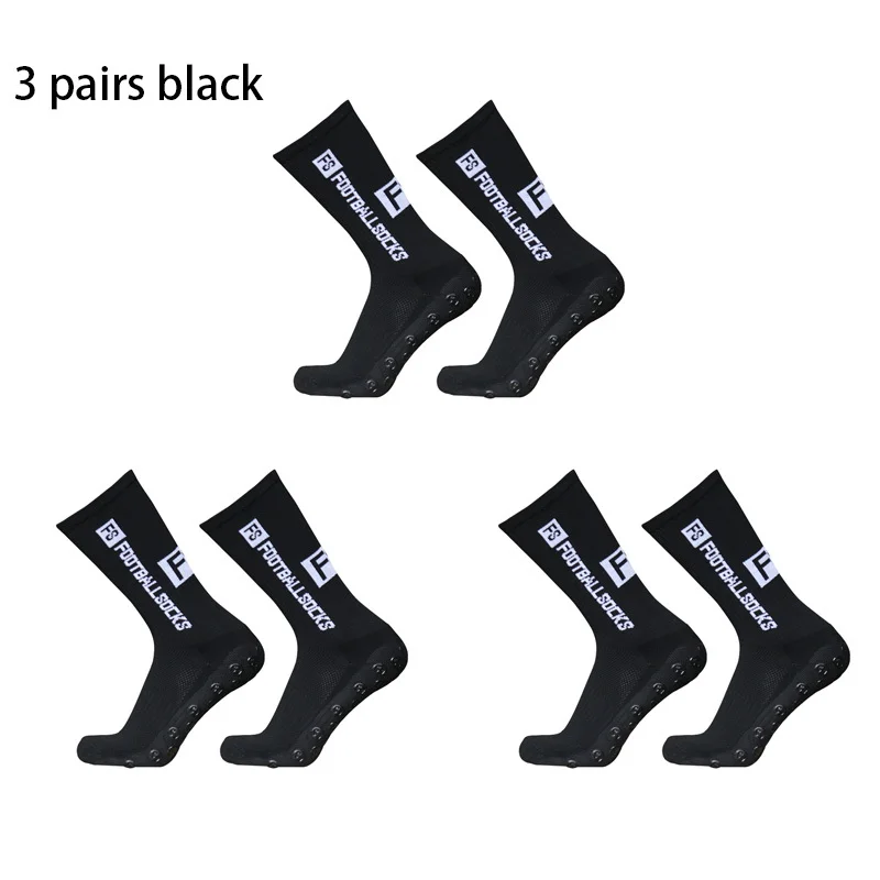 3pairs Football Round FS New Socks Silicone Style Suction Cup Grip Anti Slip Soccer Socks Sports Men Women Baseball Rugby Socks