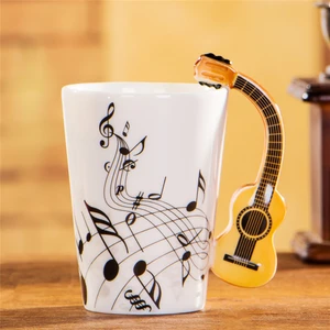 Ceramic Creative Music Mug with Handle, Beautiful Guitar and Violin Style, Tea and Milk Coffee, Stave Mugs, New Gifts, 240ml 12 Main Sales Geek Mug - №2