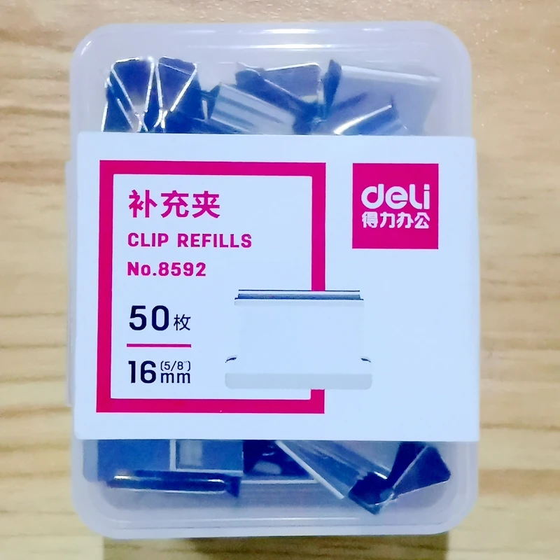 50PCS/Bag Deli 8592 Office Documents 16mm(5/8inch) Paper Clips Steel Clip Refills Binding Capacity 40 Sheets 70g Papers