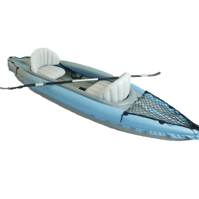 2-Person Inflatable Kayak with Aluminum Oars , High Output Air Pump Double Tandem Kayak PVC Boat for Adults, Two Person Canoe