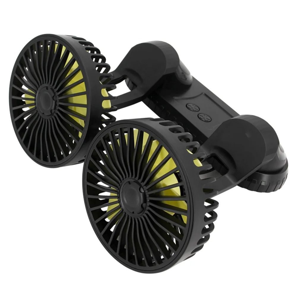 12V 24V Electric Car Cooling Fan 5V USB Dual Head Vehicle Air Circulator 3 Speeds Adjustable 360 Degree Rotation Car Accessories