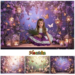 Mocsicka Photography Background Spring Floral Butterfly Decoration Newborn Shower Kids Art Portrait Backdrop Photo Studio