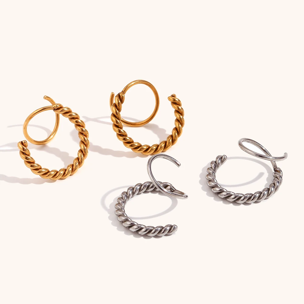 La. Muses Creative Design Rotary Stitching Twist Stainless Steel Earrings Woman High Quality Fine Jewelry Waterproof Accessories