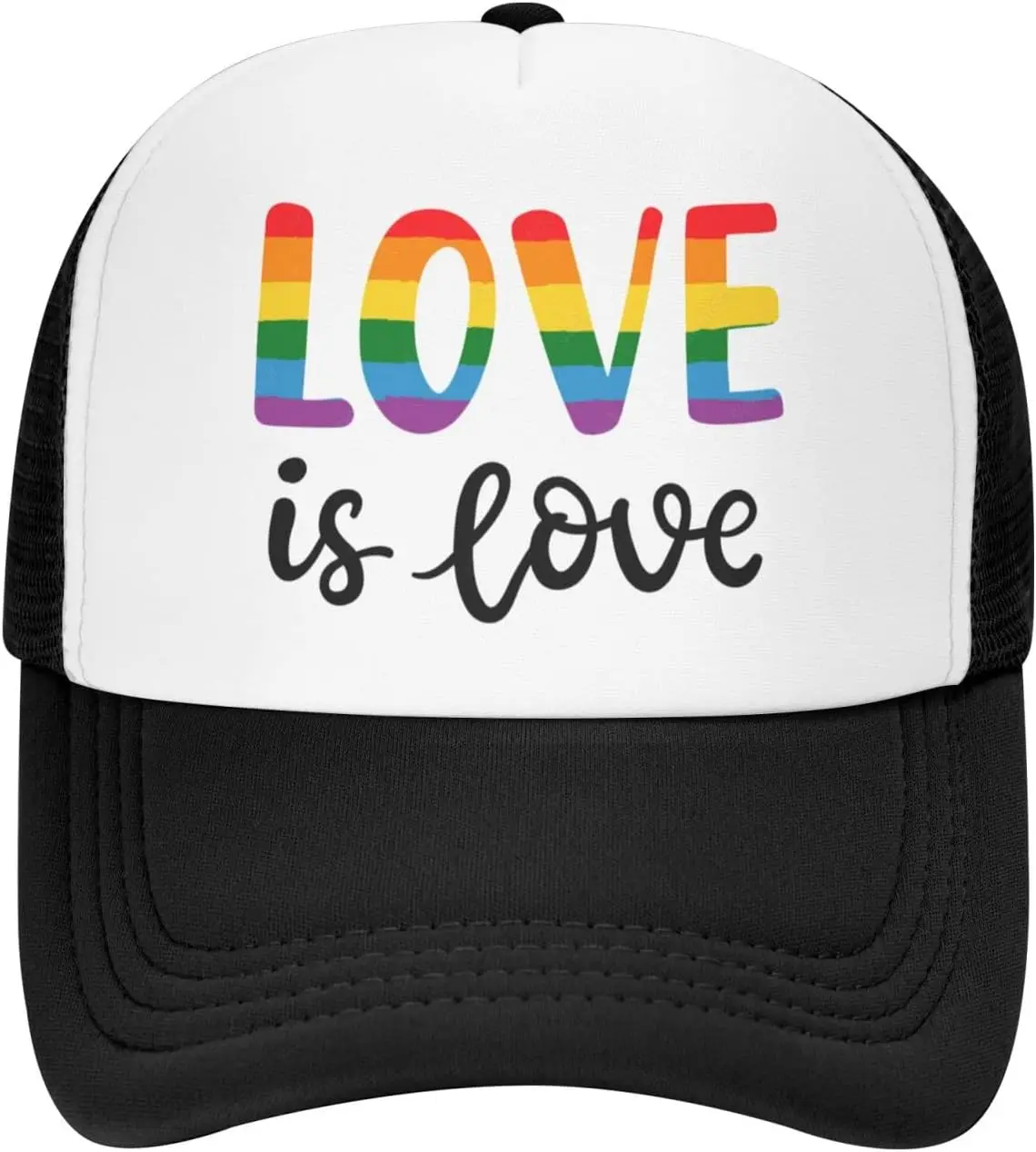 

Love Is Love Pride Trucker Hat Adjustable Mesh Gay Pride Rainbow Baseball Cap Outdoor Fishing Hat for Men and Women