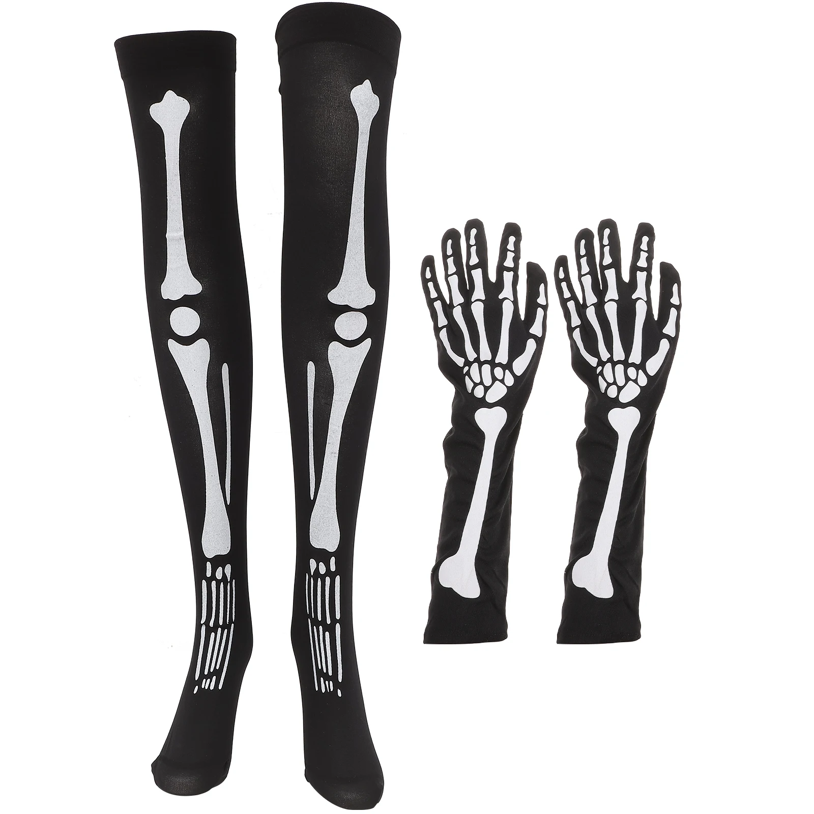 

1 Set Halloween Stockings And Glove Set Polyester Halloween Skeleton Stockings Gloves Set Halloween Party Costume Accessories
