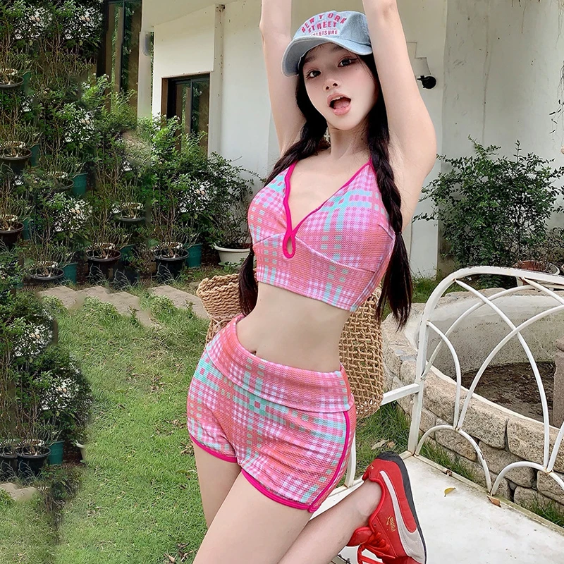 ​​Sweet Girls Swimsuit Chic Cover Up Set 3pcs Long Sleeve UV Protection Swimdress Modest Boyleg Swimwear for Girls Swim Skirt​​