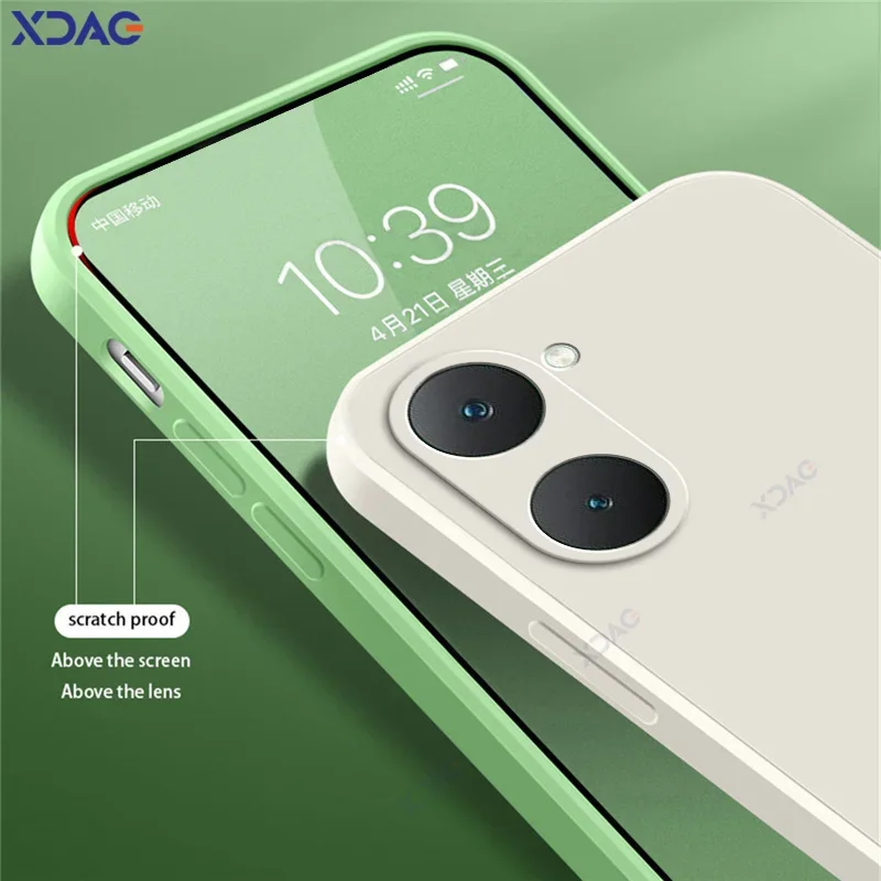 

Luxury Anti Knock Mobile Cases for VIVO T3 Lite VIVOT3 T3Lite 5G Soft Shockproof Square Liquid Silicone Phone Covers Funda Coque