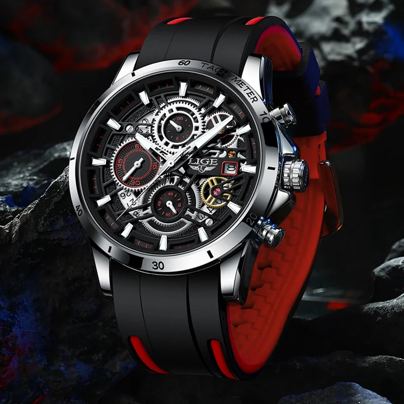 LIGE Mens Watches Sport Chronograph Watch for Men Fashion Stainless Steel Quartz Wristwatch Luminous Man Clock Relogio Masculino