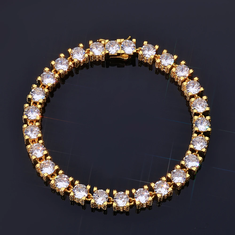 Hip Hop Wholesale 6mm Iced Diamond Tennis Necklace Set With 5A Cubic Zirconia Exquisite Sparkling Men's and Women's Jewelry