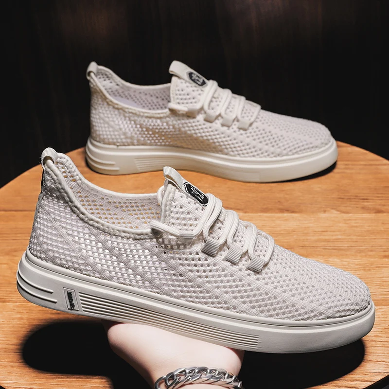 Men's Summer Breathable Lightweight Hollow out Mesh Slip-On Driving Soft Bottom Sport Shoes Casual Slipper Style round Toe