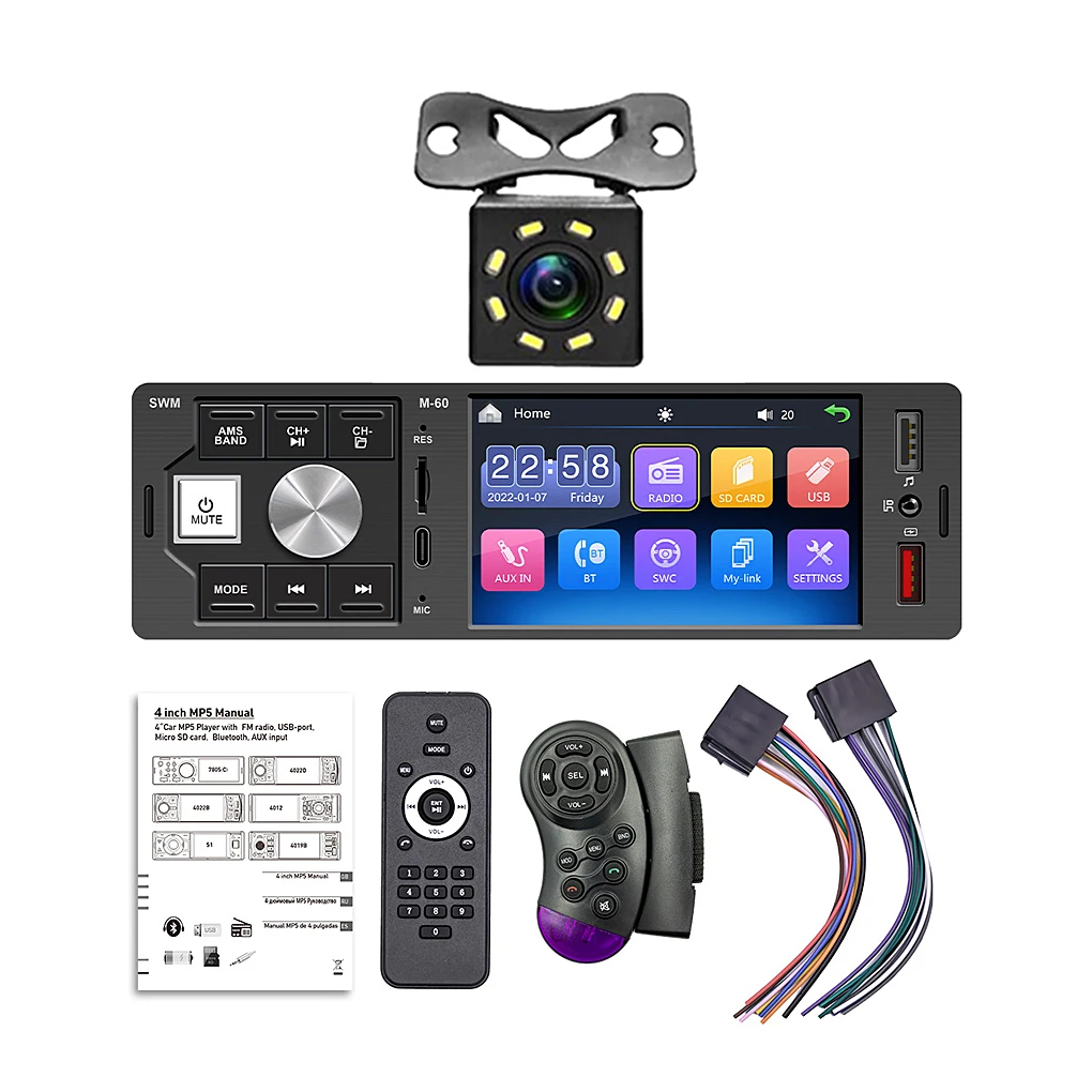 

Remote Control Single DIN 4.1 Inch Bluetooth-compatible 4.0 Car MP5 Player Output Radio 480x800 Touch Screen Reversing Image