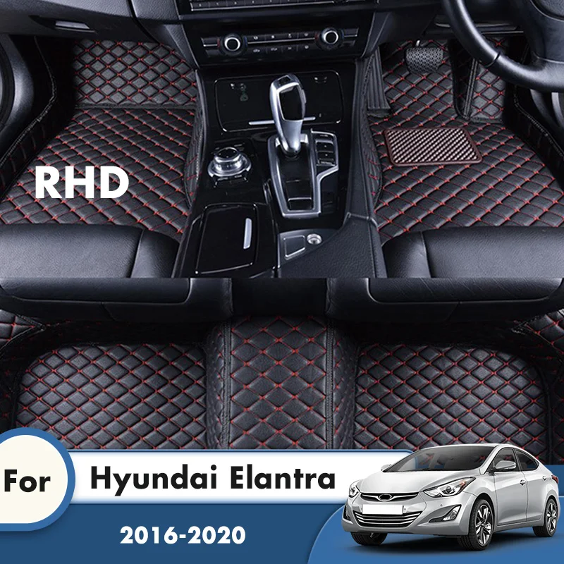 

RHD Leather Car Floor Mat For Hyundai Elantra 2020 2019 2018 2017 2016 Leather Carpet Auto Interior Accessories