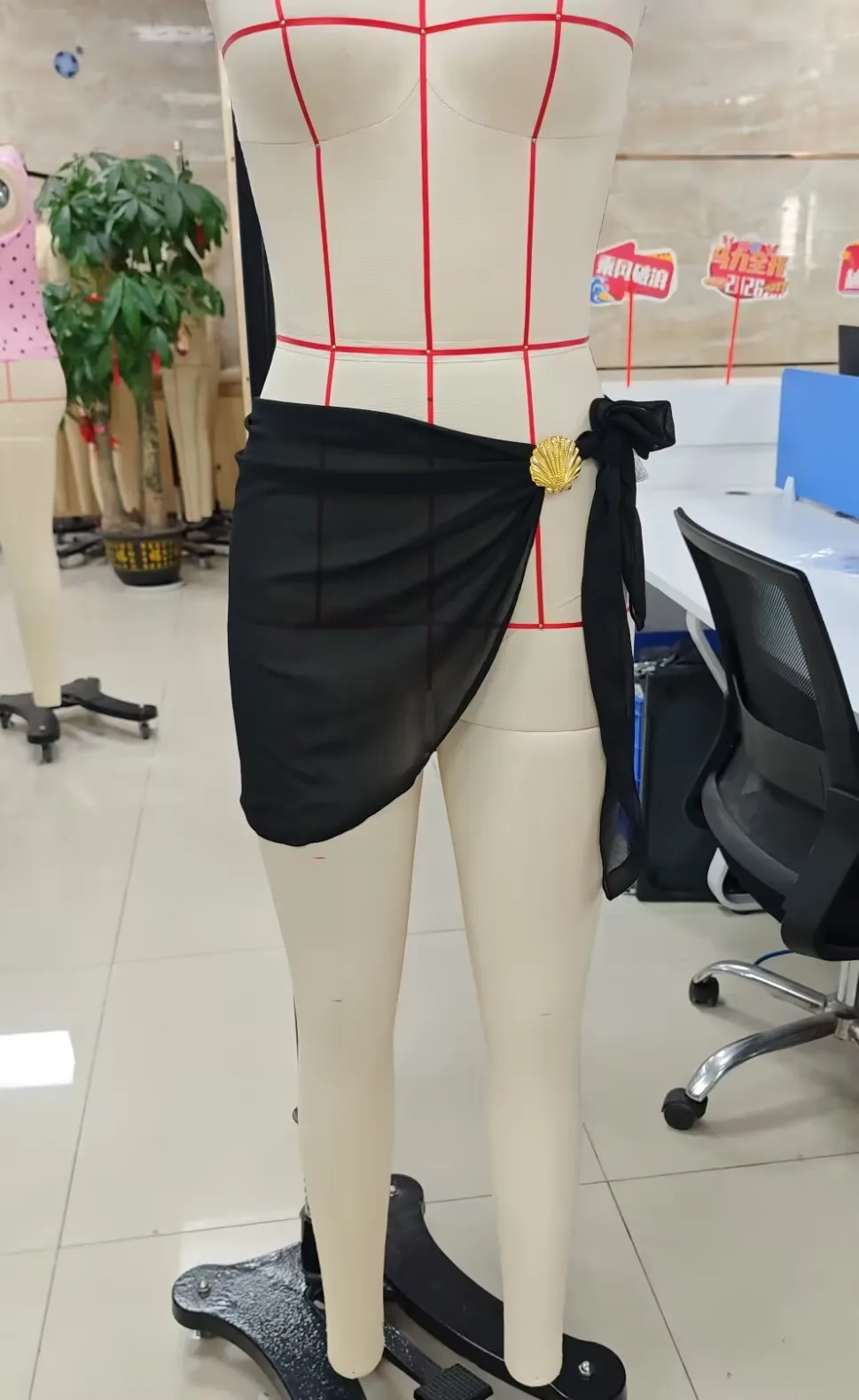 

Женская мини-юбка-накидка для пляжа, асимметричная, из прозрачной сетки, с металлическим декором в виде ракушек, для пляжа и бассейна