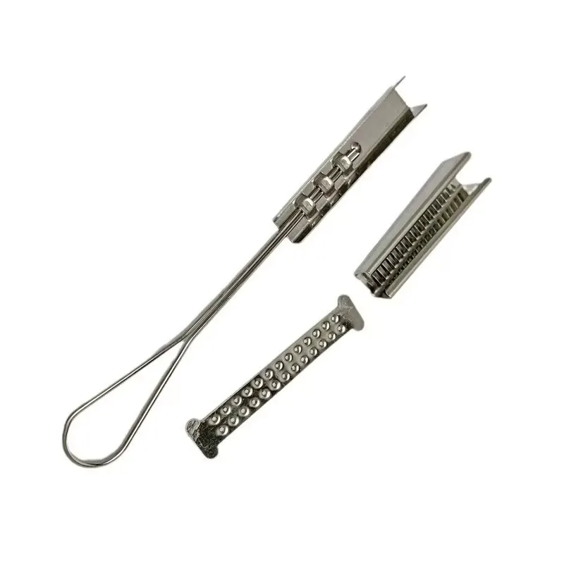 Stainless Steel Wedge Type Drop Wire Clamp Professional Telecom Power Accessory For Fiber Optic Cable Fixing Installation