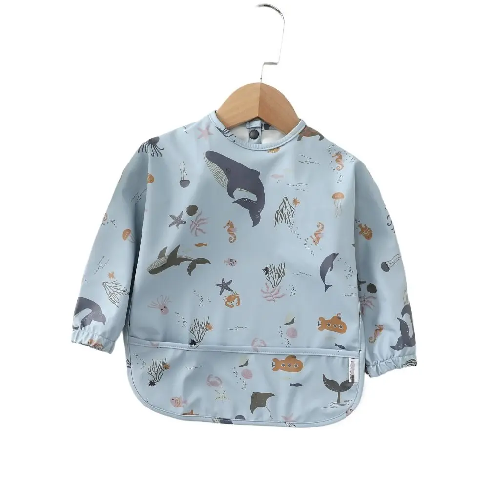 

Soft Machine Washable Mess Proof Baby Bib Adjustable Full Sleeve Baby Smock Waterproof 6-54 Months Feeding Bib Baby