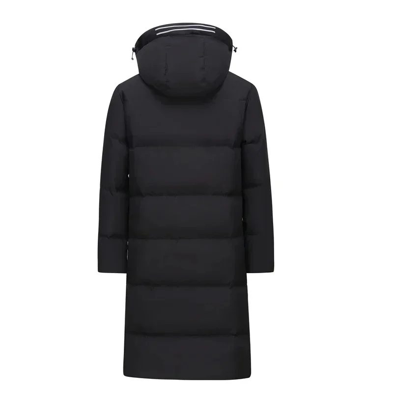 Winter Long Down Coat Men Overcoat High Quality 2025 Brand Fashion Black Men's Puffer Jackets Hooded Thick Warm Parkas