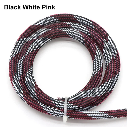 Imagen 2 del producto Funda de Cable trenzado PET de 1 ~ 50M de diámetro 2/4/6/8/10/12/16/20/25mm funda de envoltura de protección de cables aislados de alta densidad expandible