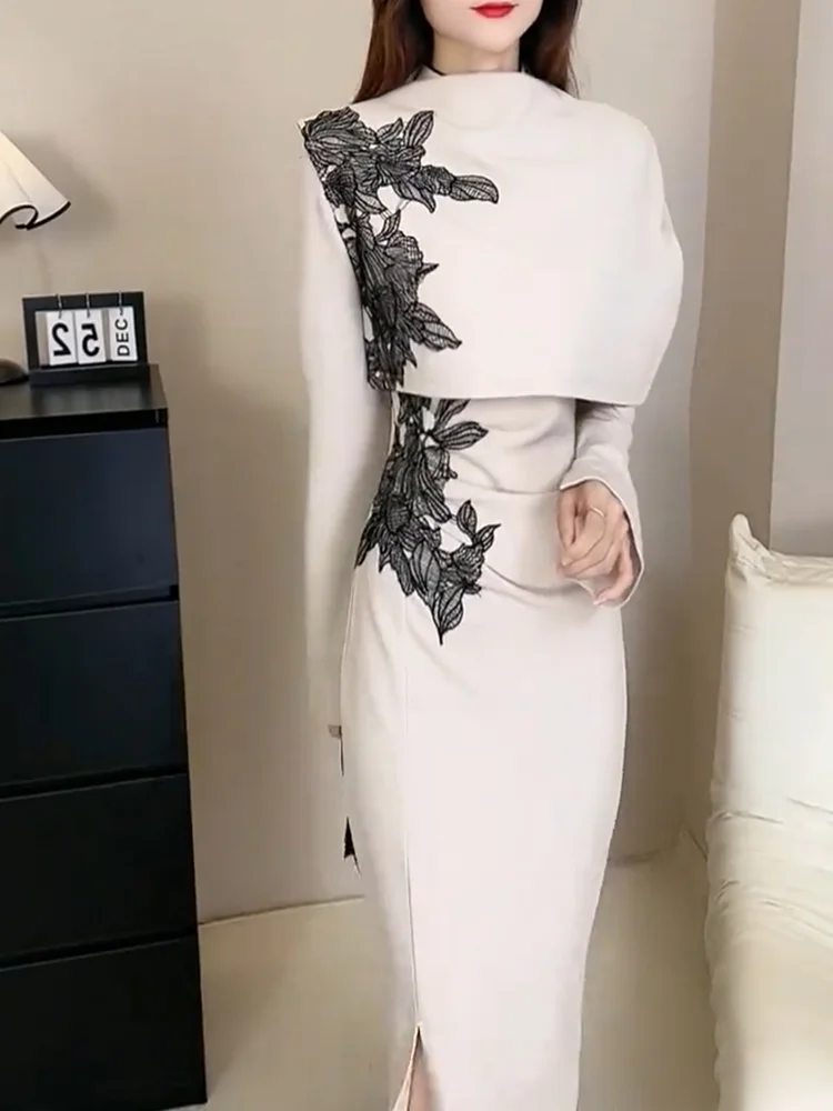 

Длинное платье с принтом для женщин больших размеров, осеннее, новое, в стиле ретро, элегантное, повседневное, создающее ощущение высокого класса.