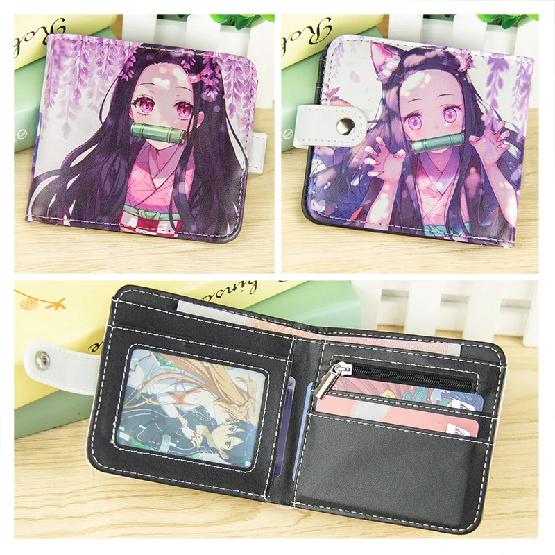 

Аниме Demon Slayer серии Kamado Nezuko кожаный складной кошелек Kimetsu No Yaiba банковская идентификационная карта портмоне мультфильмы косплей подарок