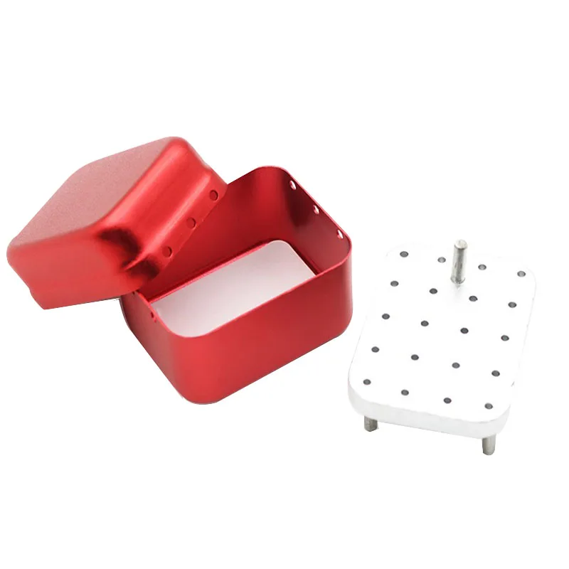 

20 Holes Aluminum Dental Bur Holder Autoclavable Sterilization Box Low Speed Bur Organizer Case for Dental Cleaning Storage