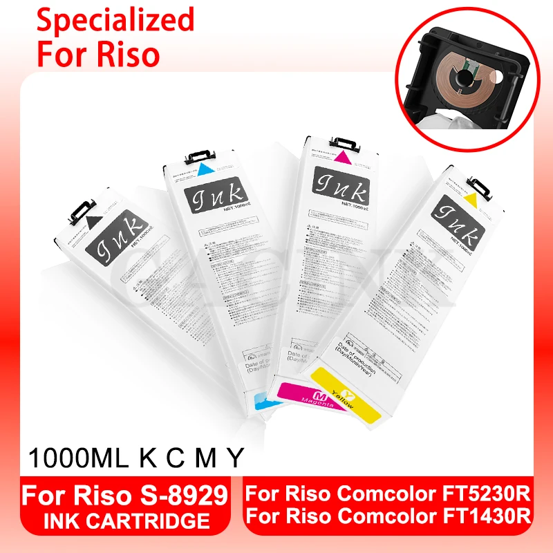 

S-8929 S-8930 S-8931 S-8932 For Riso Compatible Ink Cartridge 1000ML For Comcolor FT5230 FT1430 Inkjet Printer With Pigment Ink