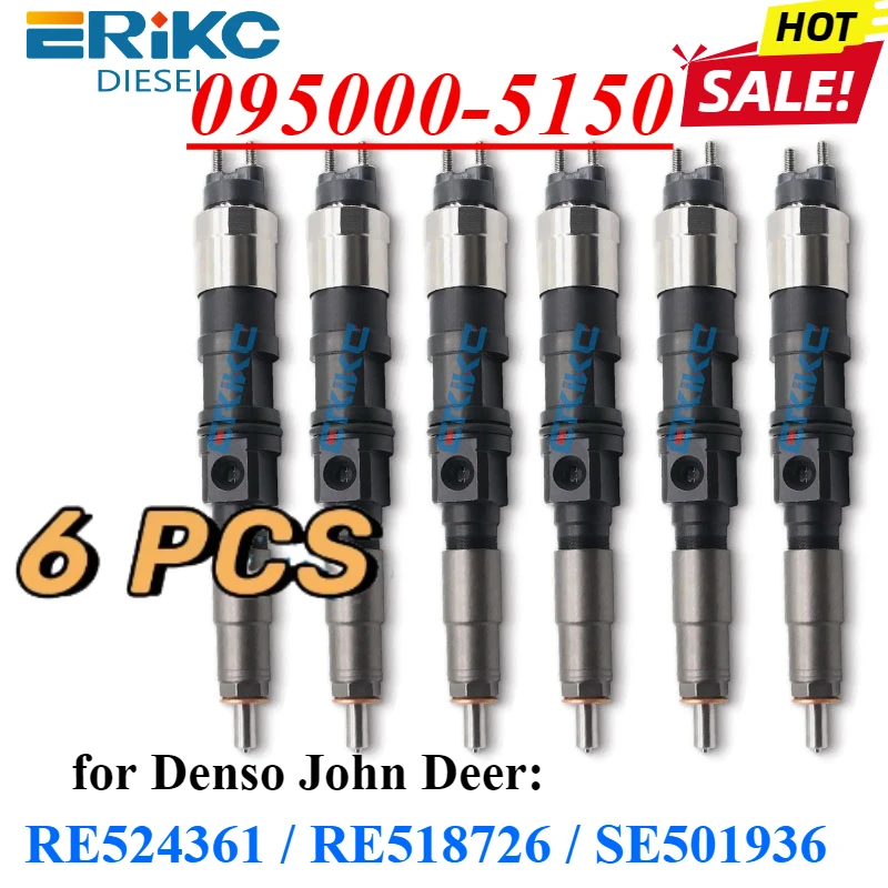 6PC 095000-5150 New Common Rail Injector 095000-5151 Diesel Engine Nozzle for Denso JOHN DEER RE524361 RE518726 SE501936