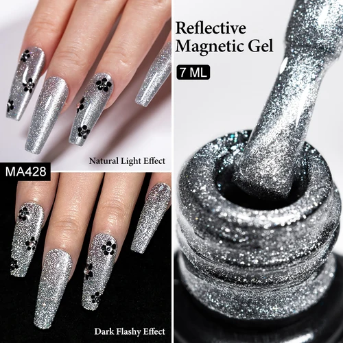 MEET ACROSS 7ml gato reflectante esmalte de uñas de Gel magnético plata rojo azul brillo magnético Nail Art barniz de Gel UV