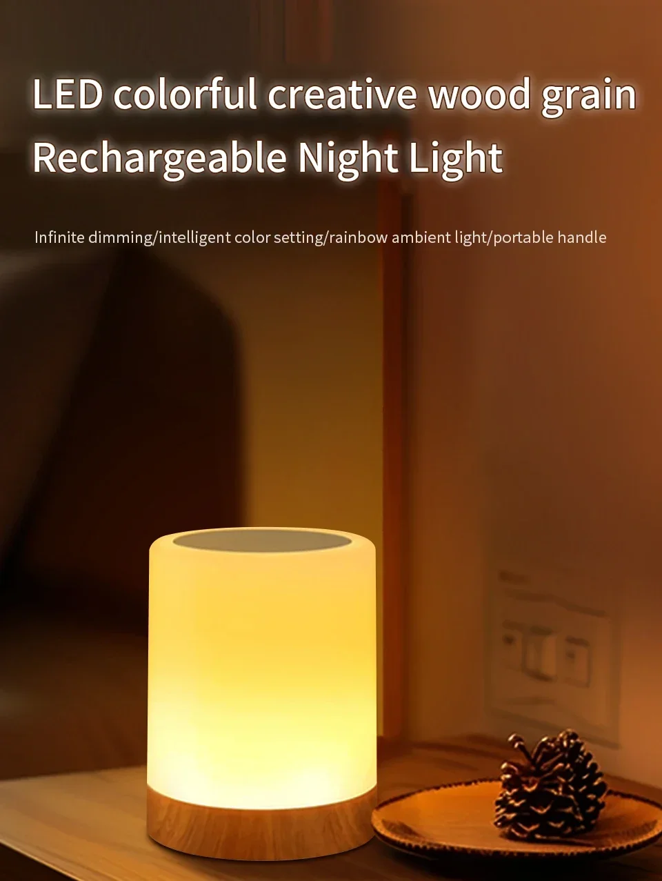 13 Color LED Changing Night Light With Remote Control RGB Touch Dimmable Lamp USB Rechargeable Table Bedside Night Lamp