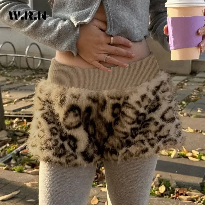 2025 Primavera Vintage Hotsweet Stile Casual Pantaloncini leopardati a vita alta Pantaloncini patchwork slim fit in vita elastica Harajuku da donna