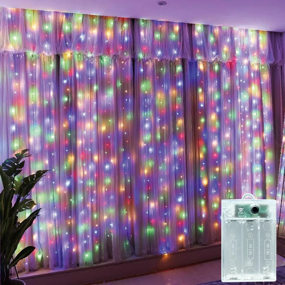 Christmas Lights LED Fairy String Curtain Lights Battery Powered 8 Mode Christmas Decor For Home Holiday New Year Lamp