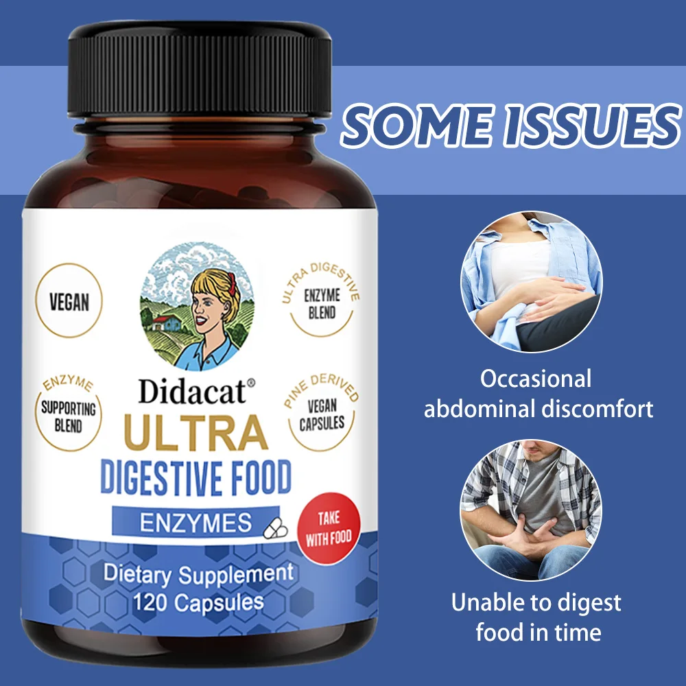 Digestive Support Capsules with Enzymes Vitamin B6 B12 Calcium, Improves Digestion, Nutrient Absorption, Energy & Bone Wellness