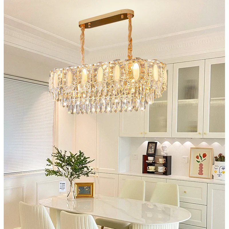 

French Cream Style Light Luxury Crystal Pendant Lamps Living Room Main Light 2024 New Simple Restaurant Bedroom Ceiling Lights