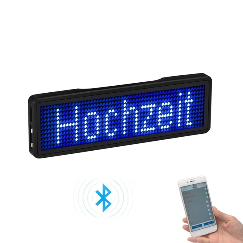 Bluetooth LED Name Badge Rechargeable Light Sign DIY Programmable Scrolling Message Board Display LED,Type 5