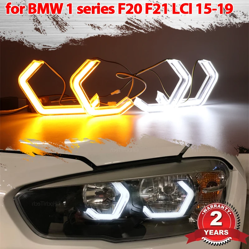 

White Yellow M4 style LED Angel Eyes Halo Ring Lamp Turn Signal Car Running Light DRL for BMW 1 series F20 F21 LCI 2015-2019