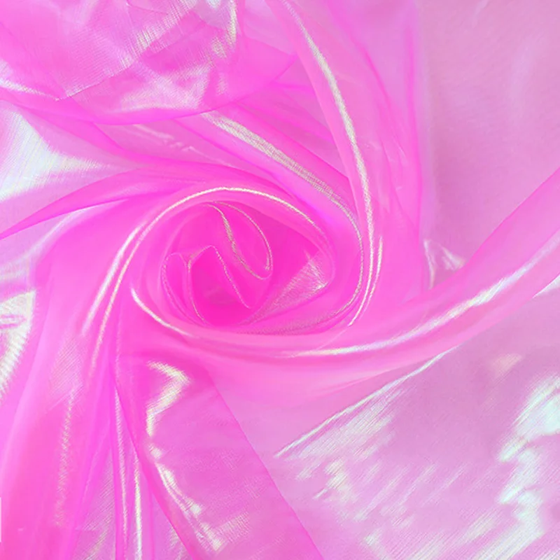 1/3/5/10M Gradiënt Organza Stoffen Laser Kleurrijke Glanzende Gaas Stof Podium Bruiloft Decor Voile transparante Holografische Stof