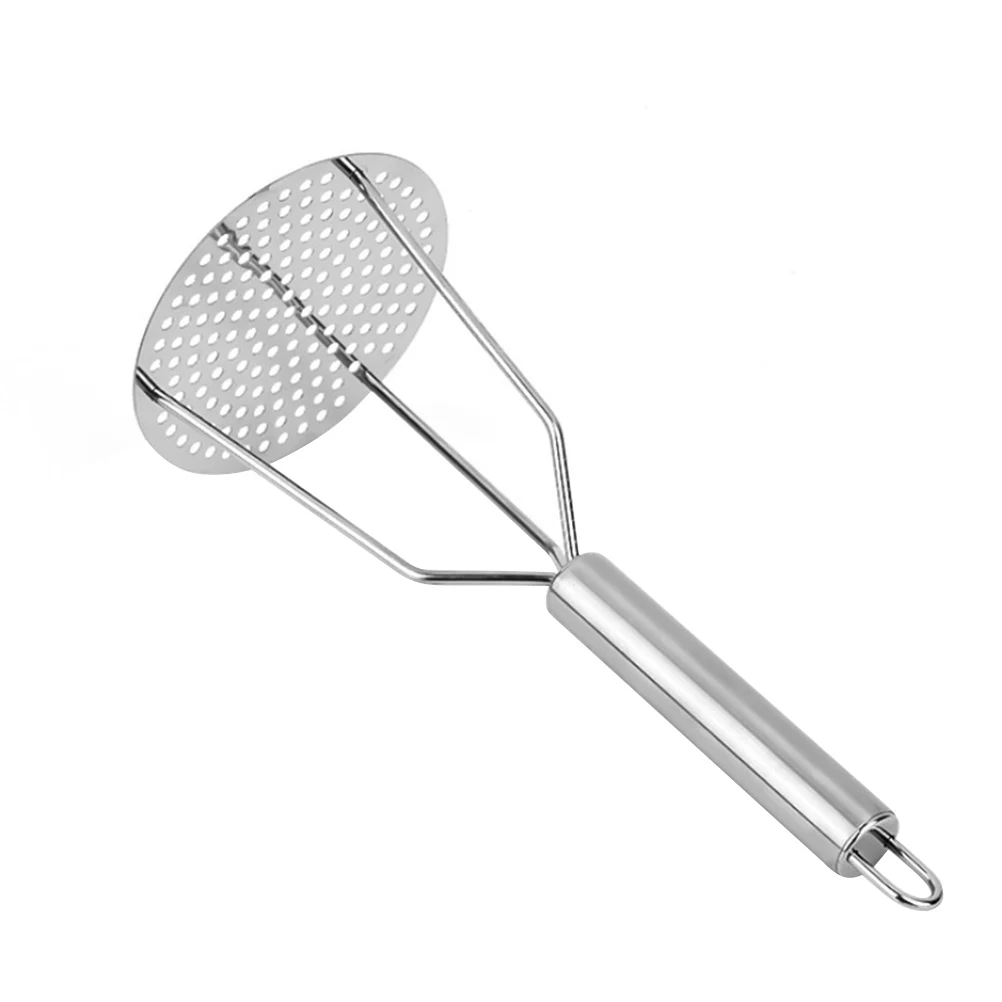 

2Pcs Potato Masher Juicer Stainless Steel Silver Veggie Tool Kitchen Supplies Easy Clean Durability Fruit Vegetable Mash Helper