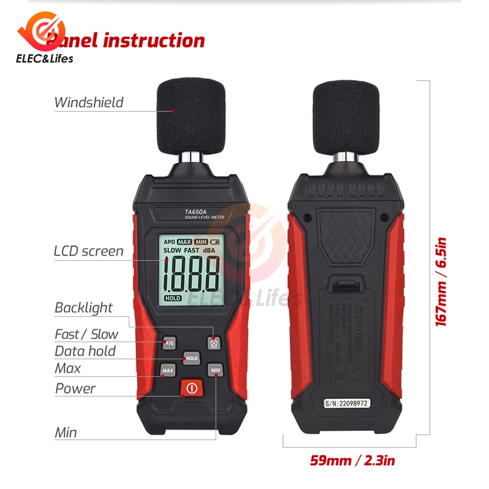 TA650A High-precision Noise Meter Household Volume Measurement Sound Detector Decibel Detector 30.0-130dba