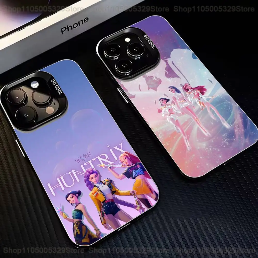 

HUNTRIX-D-Demon Hunters Phone Case For iPhone 16,15,14,13,12,11,Mini,Pro,MAX Black Matte Shockproof Cover